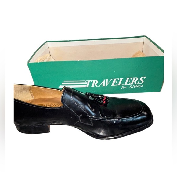 Vintage Travelers for Sibley’s  Men's Black Leather Loafers size 6.5 men’s - Picture 1 of 16